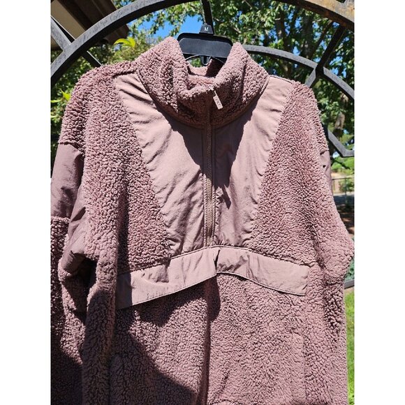 Victorias Secret Sherpa Pullover Sweater Womens L Brown Teddy 1/2 Zip Jacket - Picture 10 of 10